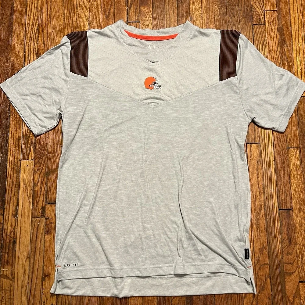 Nike On Field NFL Dri Fit T Shirt Cleveland Browns Gray Size XL